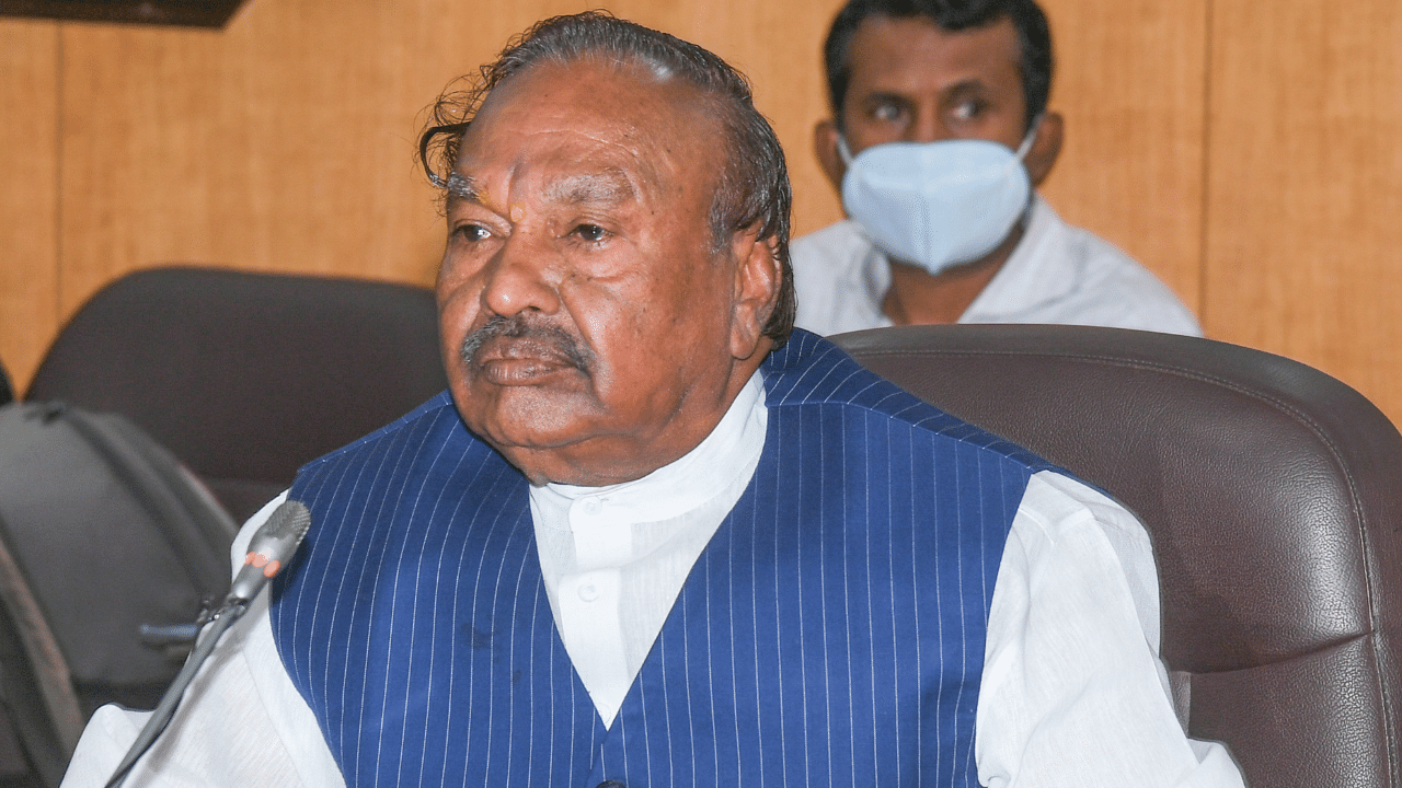 Bharatiya Janata Party MLA K S Eshwarappa. Credit: DH Photo