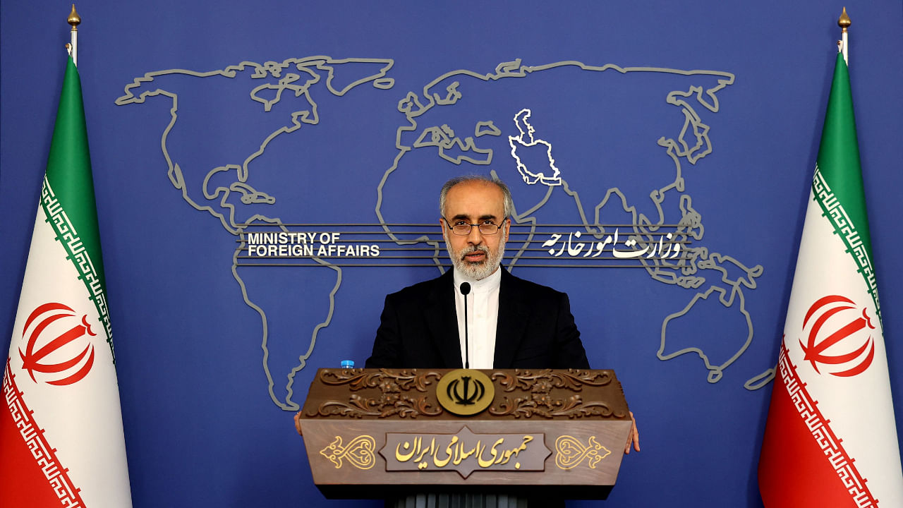 Iran's Foreign Ministry spokesman Nasser Kanani holds a press conference in Tehran on July 13, 2022. Credit: AFP File Photo