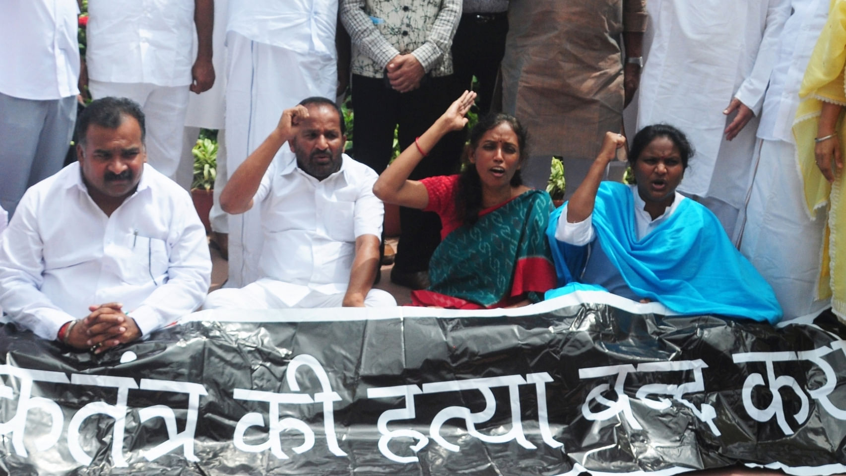 When asked about their reaction to Rahul Gandhi's detention, the angry women protesters said that they are ready to go to jail anywhere in the country in support of their leader. Credit: IANS photo 