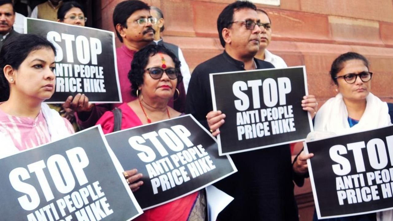 Suspended TMC MPs Mausam Noor, Sushmita Dev, Santanu Sen among other Rajya Sabha MPs suspended for remaining part of the week of the Monsoon Session, at Parliament in New Delhi on Tuesday, July 26, 2022. Credit: IANS Photo