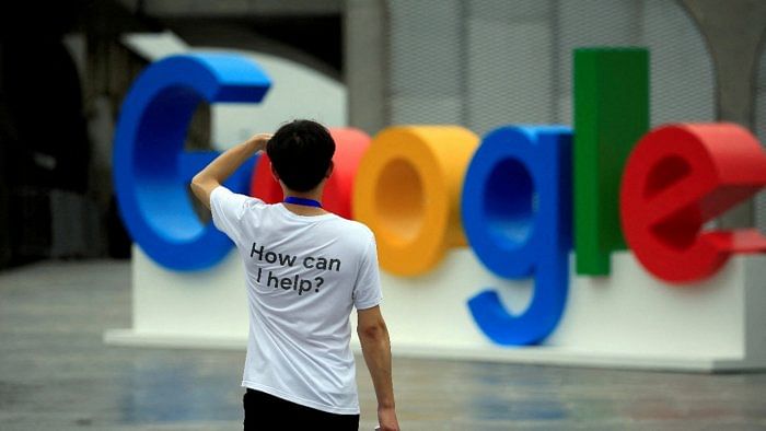 A Google sign is seen during the WAIC (World Artificial Intelligence). Credit: Reuters Photo