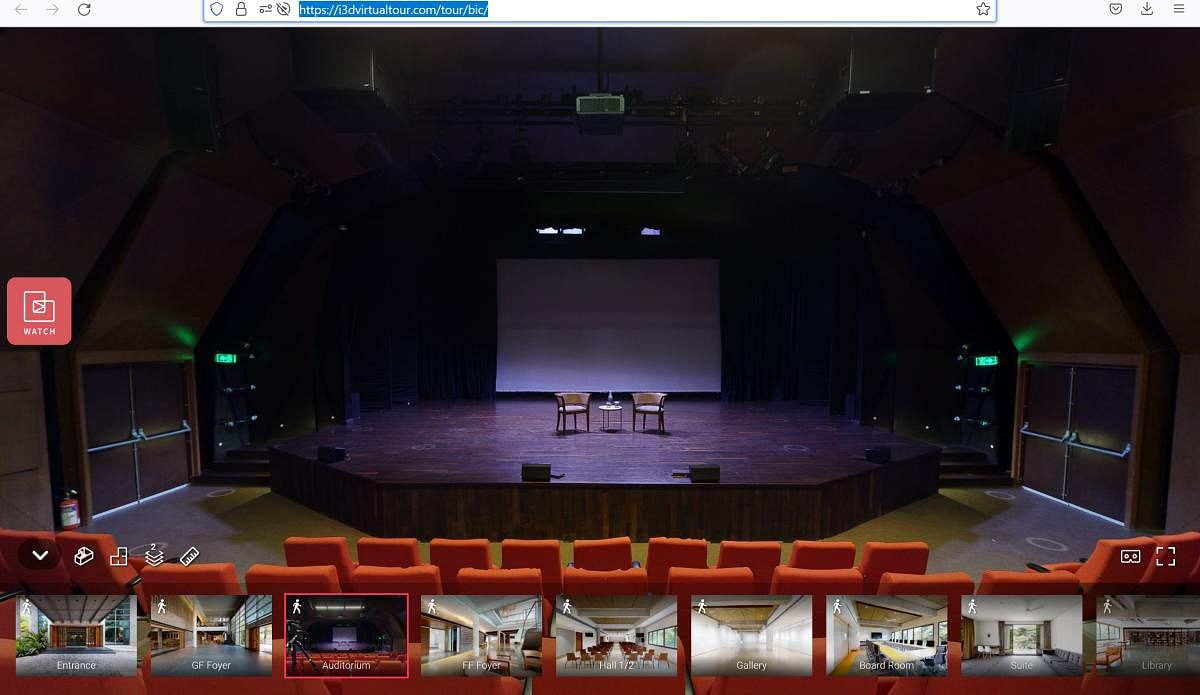 The ‘Watch’ button is a new feature on the Bangalore International Centre website. The centre’s Metaverse space was launched three weeks ago to webcast physical events.