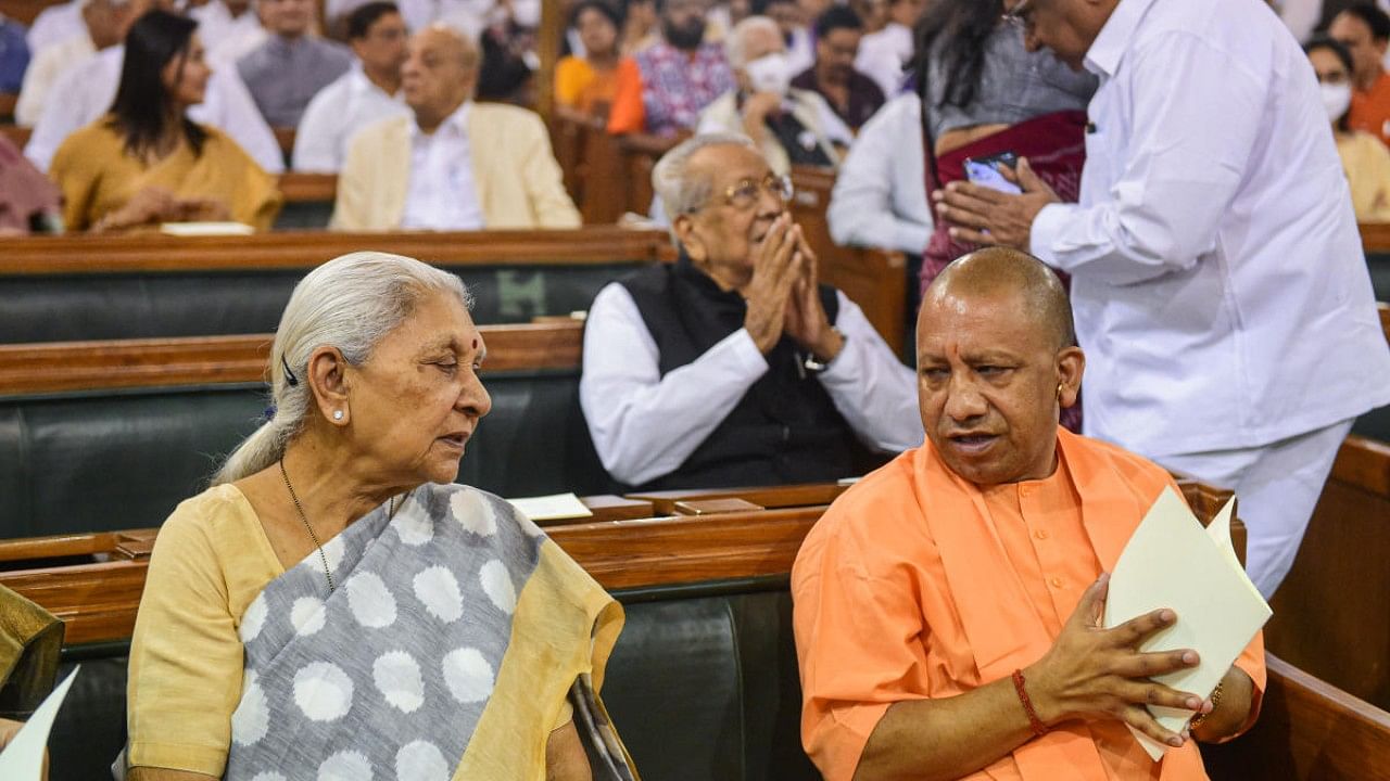 UP Governor Anandiben Patel and CM Yogi Adityanath. Credit: PTI File Photo