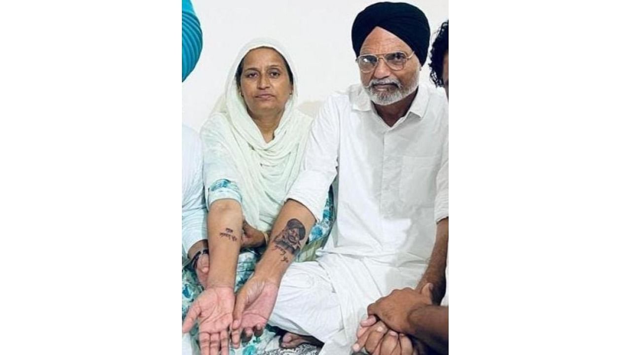 Sidhu Moosewala's parents. Credit: IANS Photo