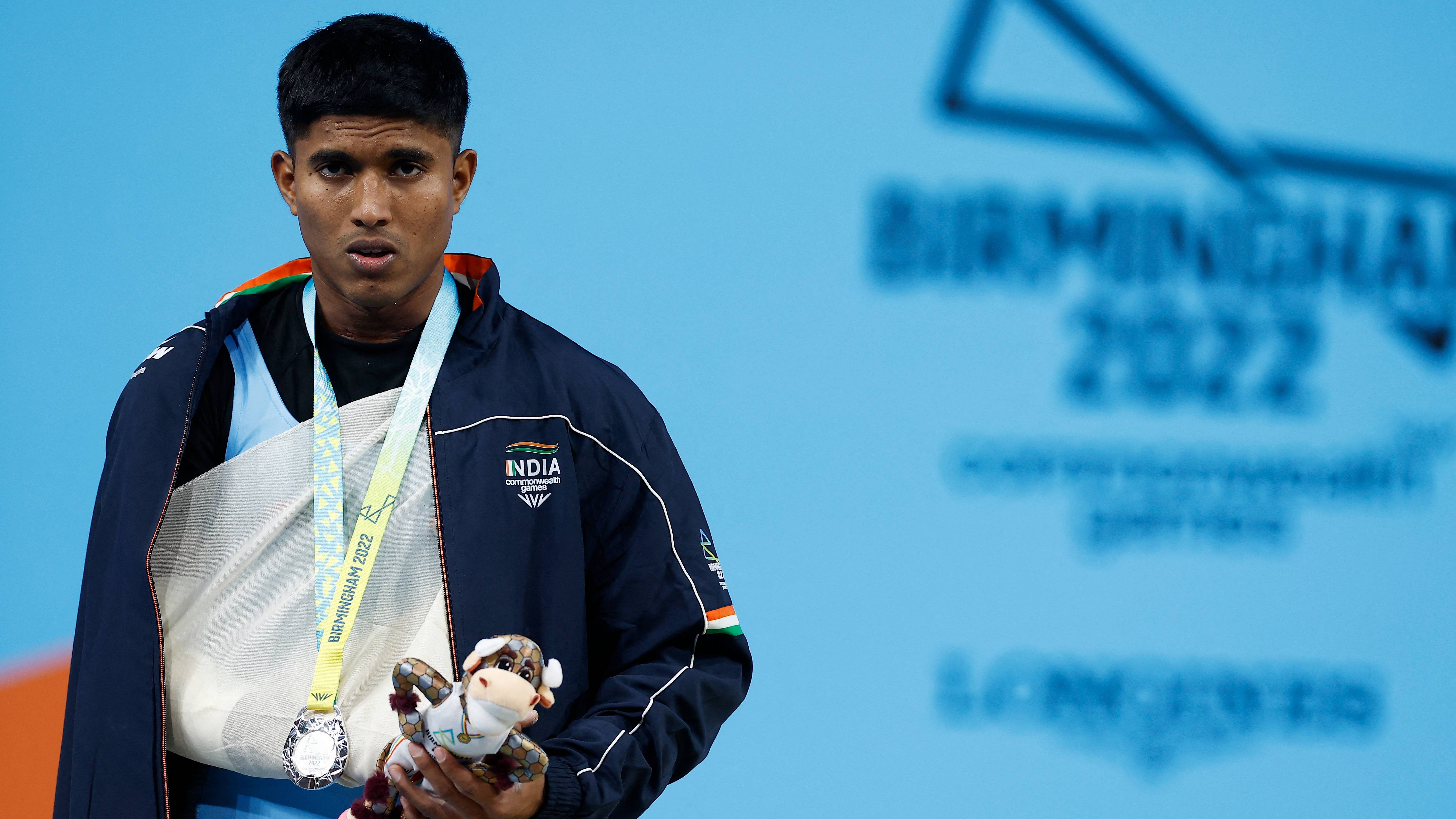 Silver medallist Sanket Mahadev Sargar. Credit: Reuters Photo