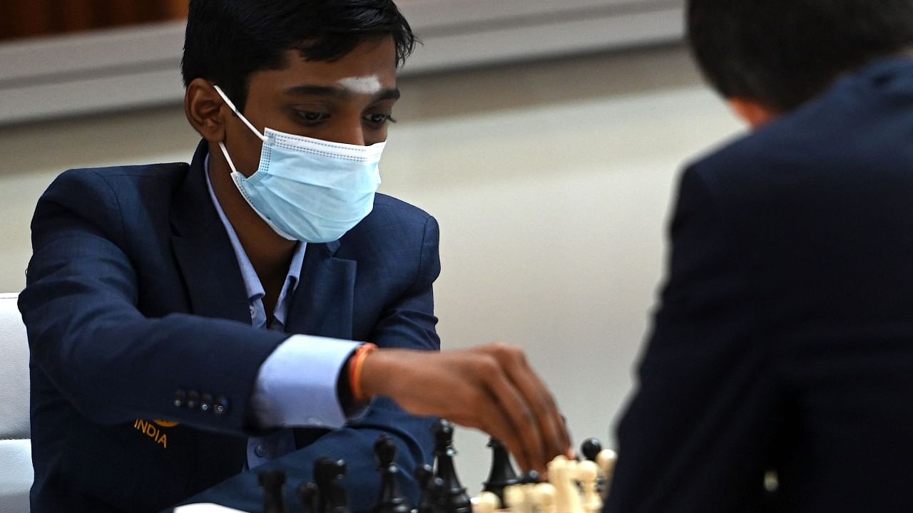 Rameshbabu Praggnanandhaa competes during his Round 3 game against Estonia at the 44th Chess Olympiad 2022. Credit: AFP Photo