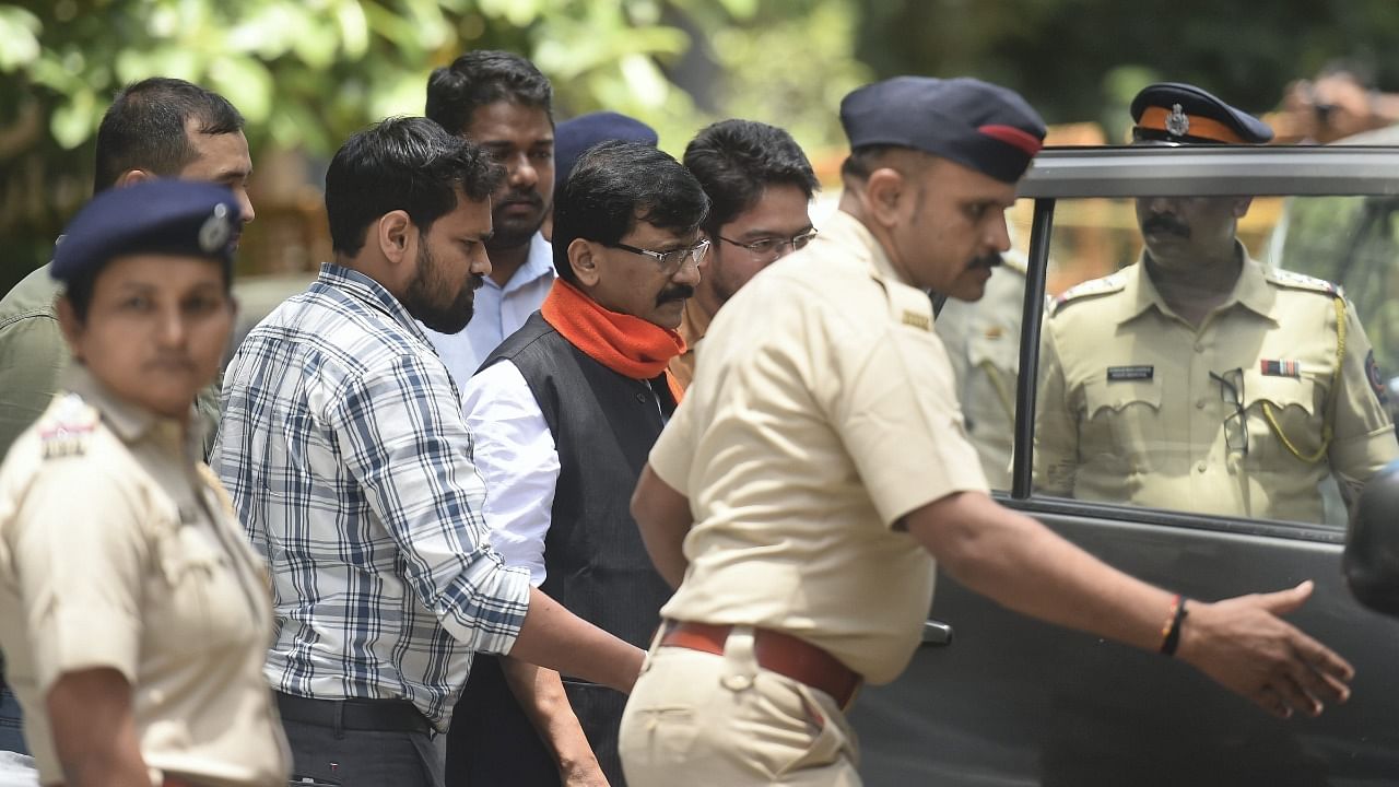 Shiv Sena MP Sanjay Raut being taken for a medical check-up by Enforcement Directorate (ED) officials. Credit: PTI Photo