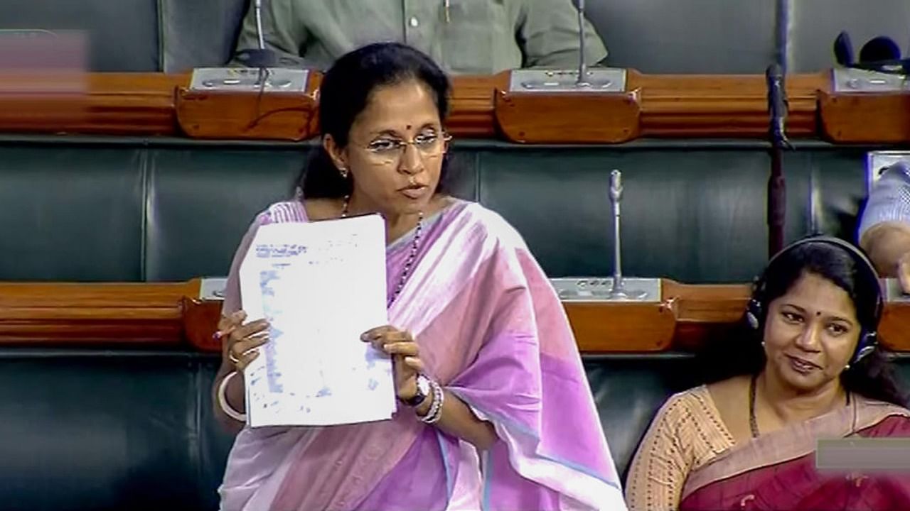 NCP MP Supriya Sule speaks in the Lok Sabha during ongoing Monsoon Session of Parliament. Credit: PTI Photo