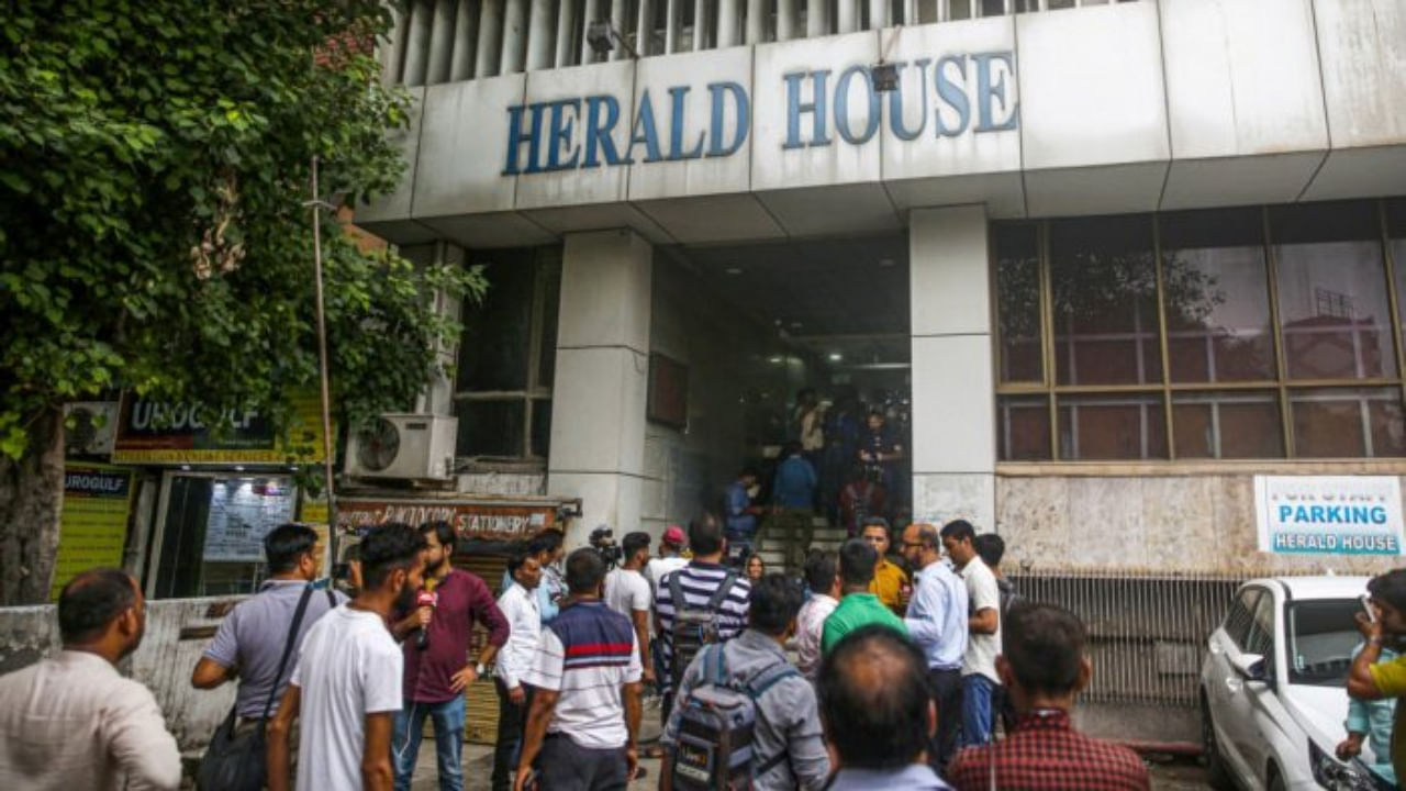 View of the Congress-owned Herald House after the Enforcement Directorate (ED) sealed the premises of Young Indian (YI), in New Delhi, Wednesday, Aug. 3, 2022. Credit: PTI Photo 