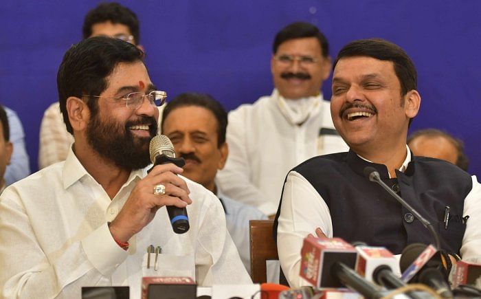 Eknath Shinde with Devendra Fadnavis. Credit: IANS Photo