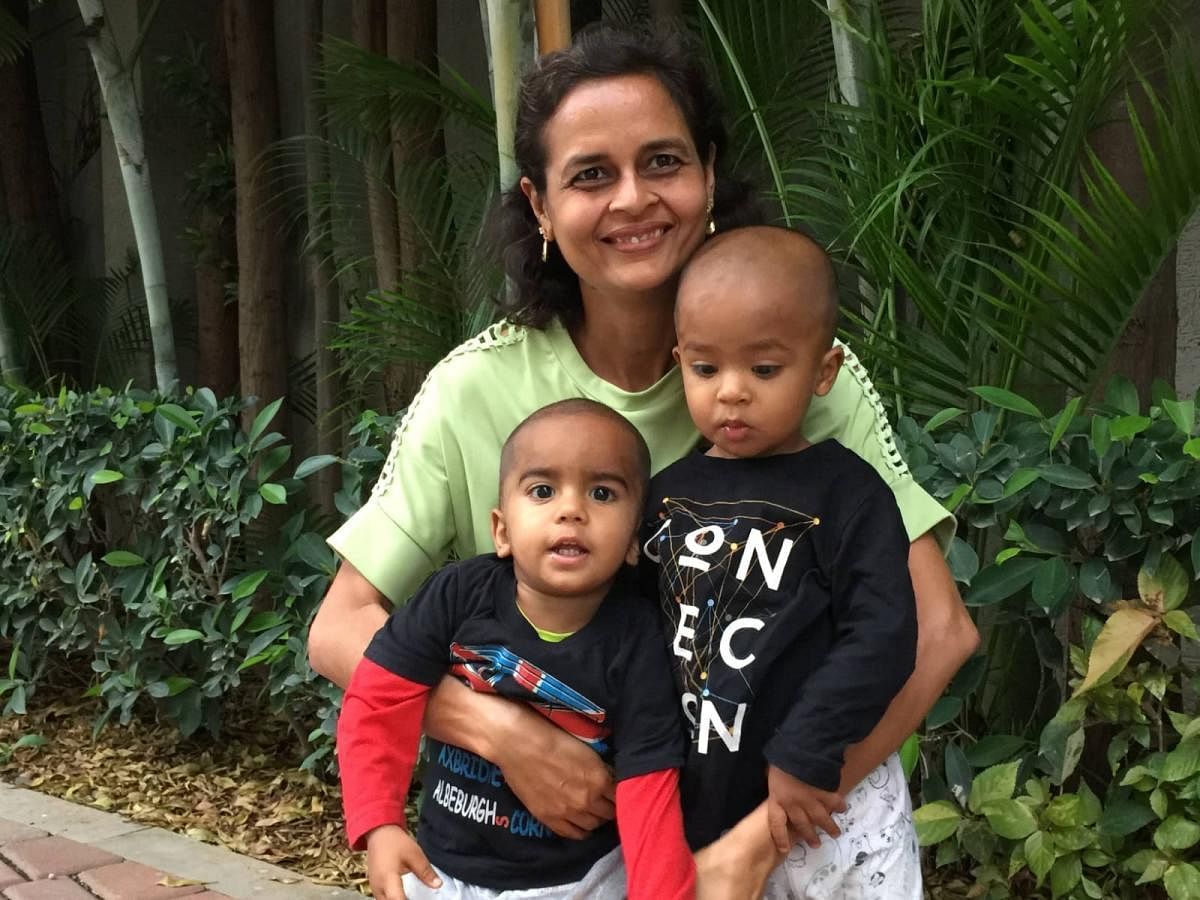 Lactation expert Shalini Batra Sahni with her twins Ayaan and Vyan.