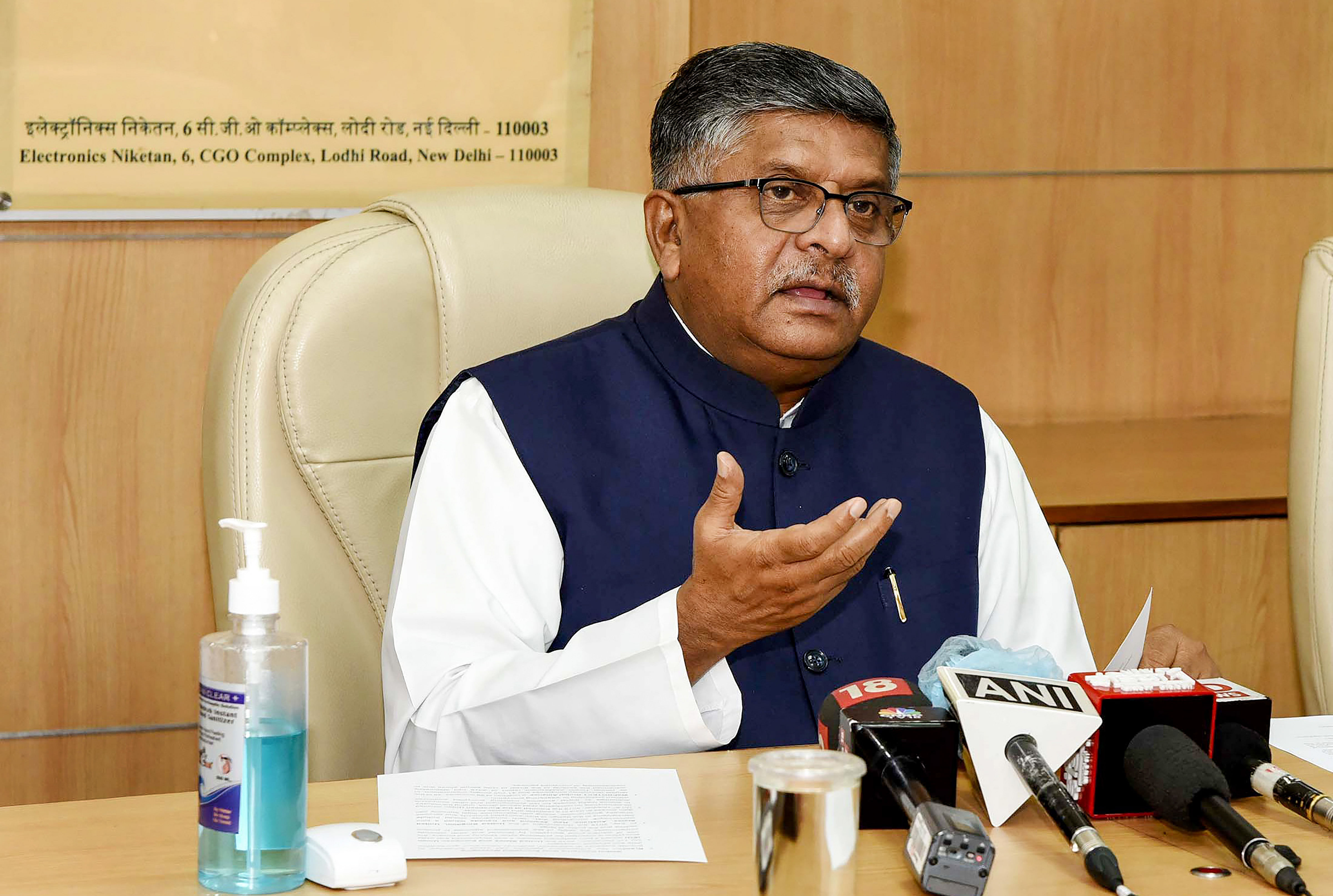 Union Minister for Law & Justice, Communications and Electronics & Information Technology, Ravi Shankar Prasad. Credit: PTI Photo
