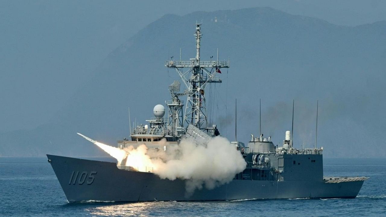 Taiwanese navy launches a US-made Standard missile from a frigate. Credit: AFP File Photo
