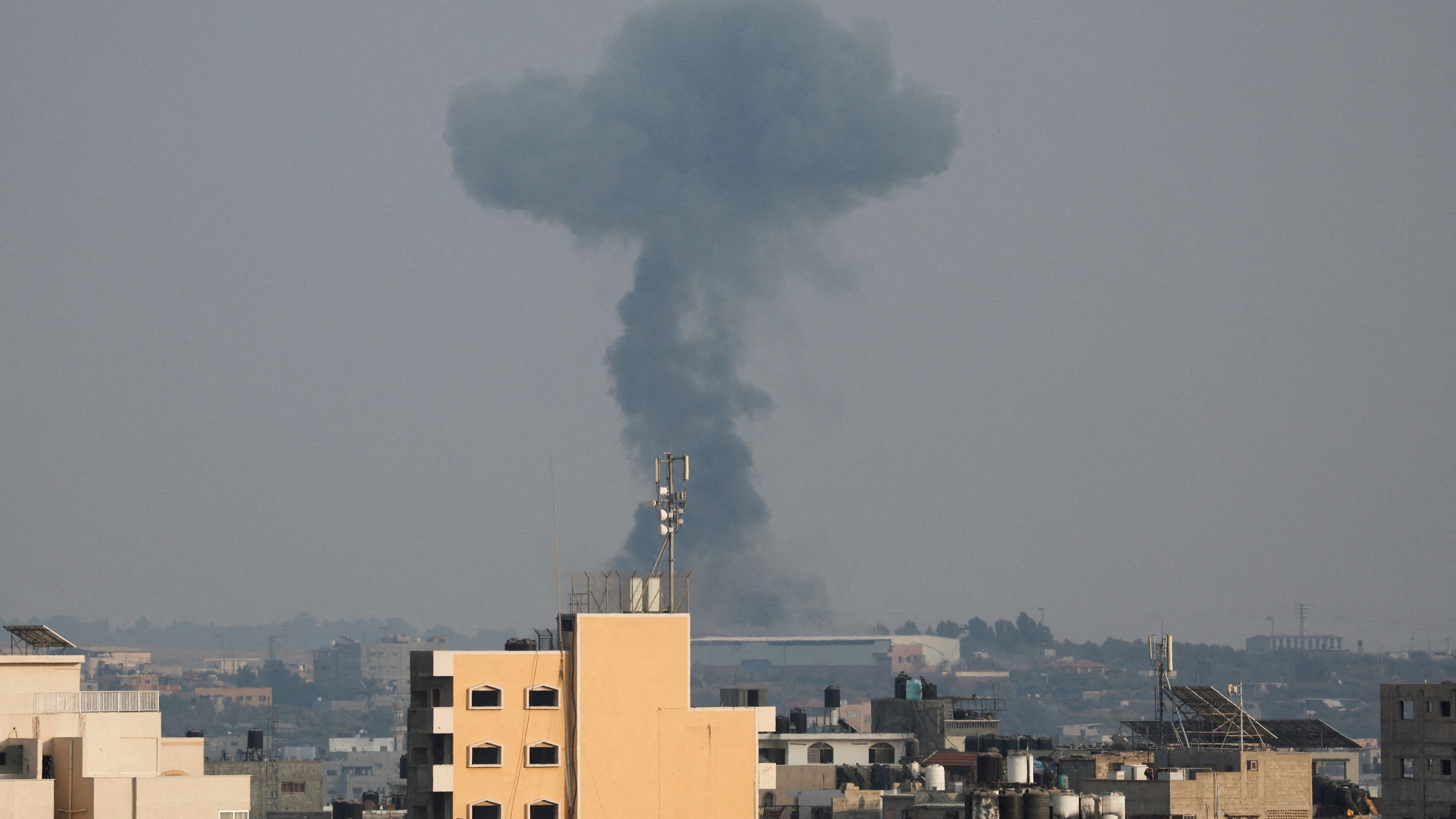 Smoke rises during an Israeli air strike, amid Israel-Gaza fighting. Credit: Reuters Photo