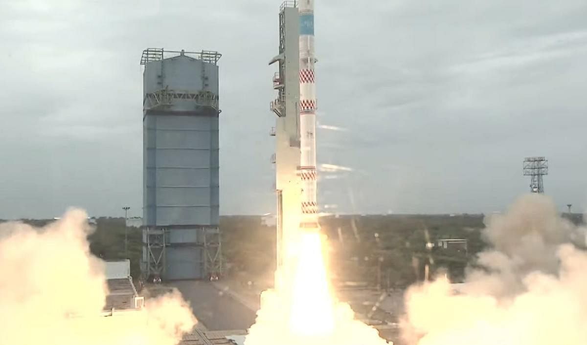 India's new rocket SSLV-D1 lifts off with 2 satellites. Credit: IANS Photo