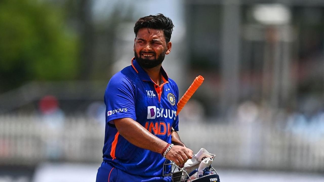 Rishabh Pant, of India, walks back after getting dismissed during the fourth T20I match between West Indies and India at the Central Broward Regional Park in Lauderhill, Florida, on August 6, 2022. Credit: PTI Photo