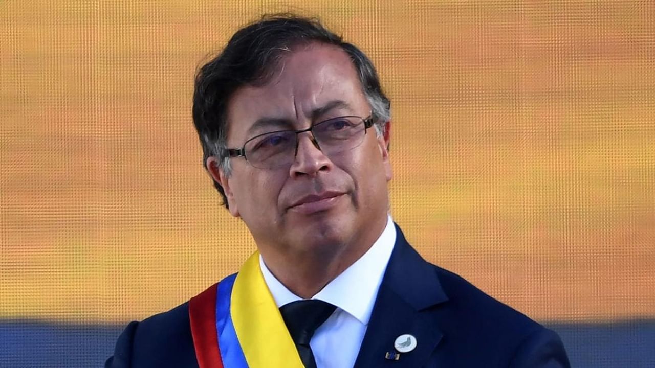 Colombia's new President Gustavo Petro delivers a speech after swearing in during his inauguration ceremony at Bolivar Square in Bogota. Credit: AFP Photo