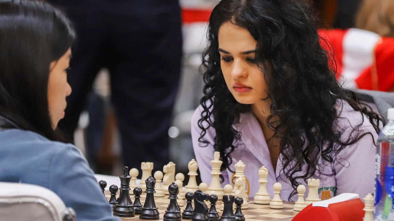International Master Tania Sachdev during the 11th and final round of the 44th Chess Olympiad, at Mamallapuram near Chennai, Tuesday, Aug. 9, 2022. Credit: PTI Photo