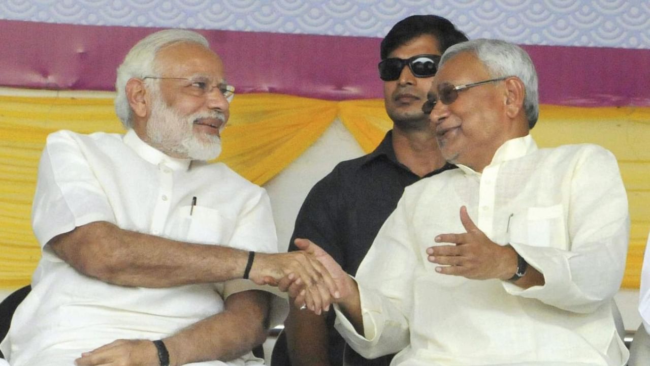 Nitish Kumar with Prime Minister Narendra Modi. Credit: PTI File Photo