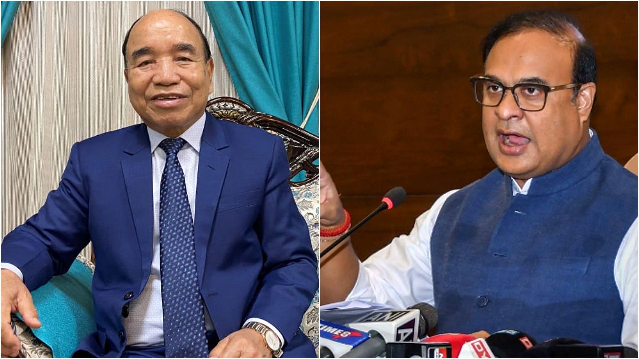 Mizoram Chief Minister Zoramthanga and Assam Chief Minister Himanta Biswa Sarma. Credit: Agency Photos