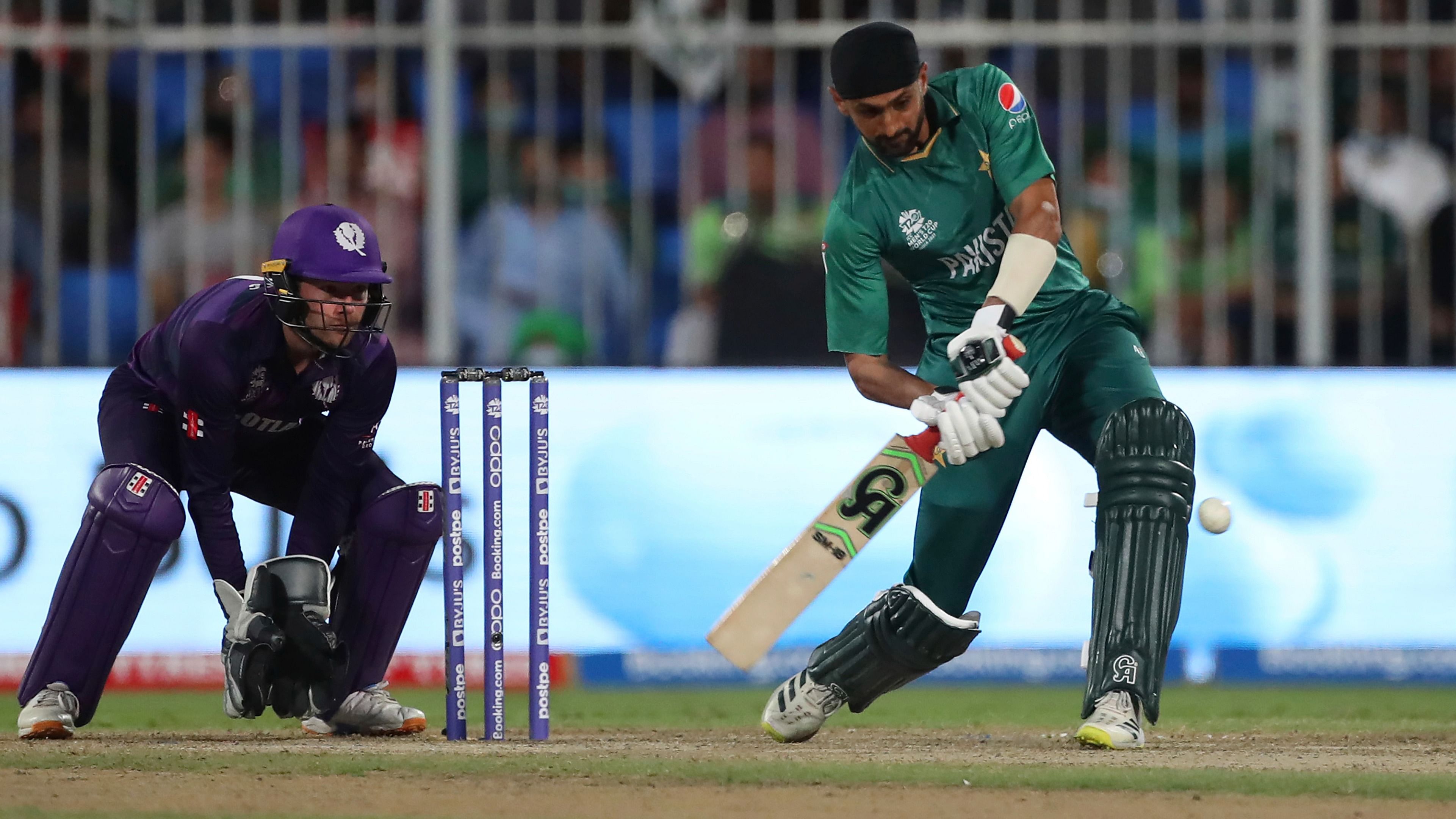 Pakistan's Shoaib Malik plays a shot during the Cricket Twenty20 World Cup match between Pakistan and Scotland in Sharjah, UAE. Credit: AP/PTI File Photo