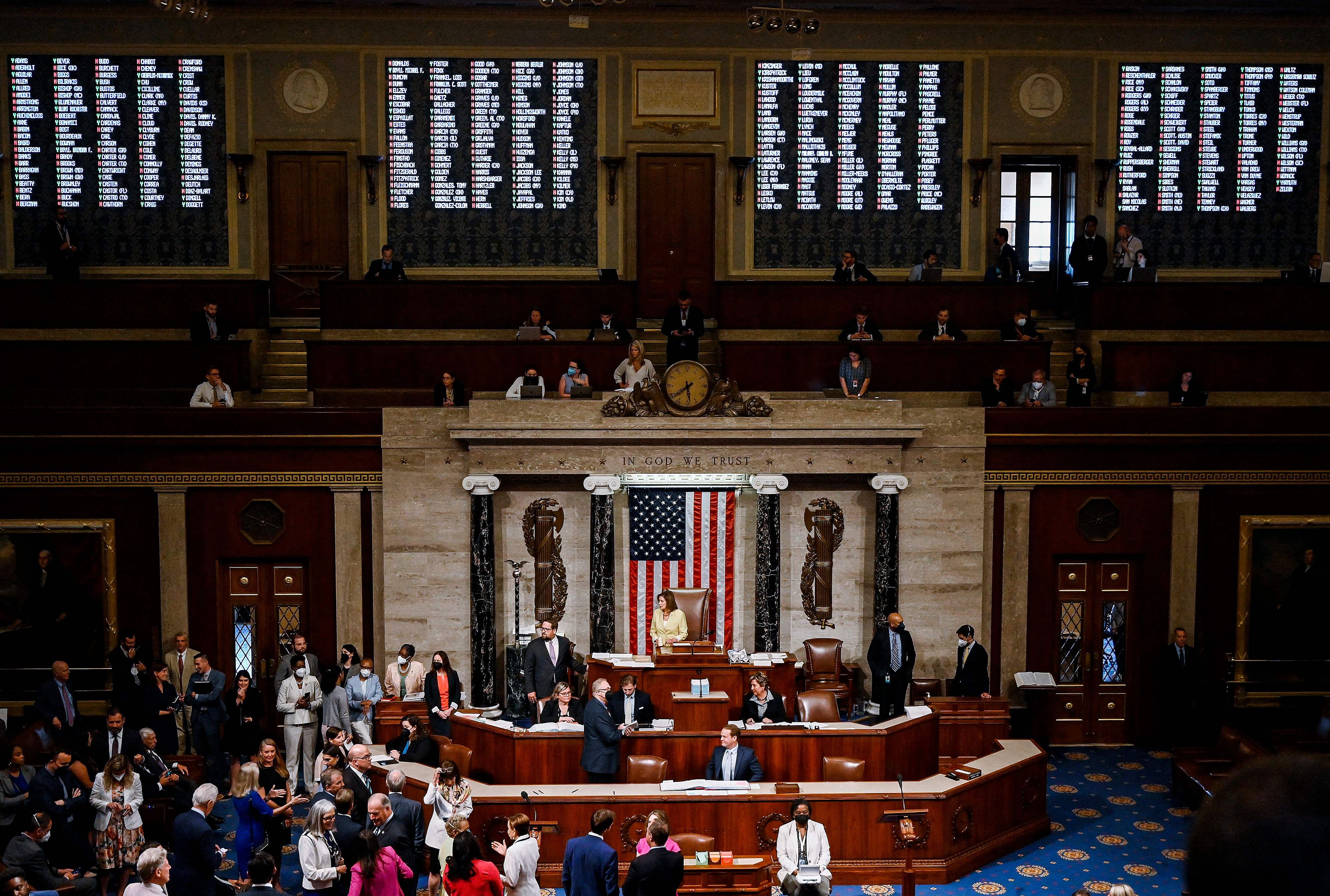 The House of Representatives is seen after voting 220-207 to pass the Inflation Reduction Act at the US Capitol in Washington. Credit: AFP Photo