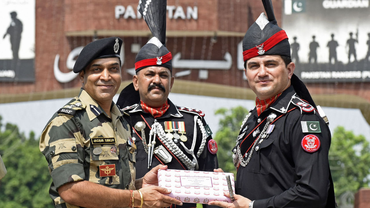 Celebration of Pakistan's 75th Independence Day at the India-Pakistan Wagah border post. Credit: AFP Photo
