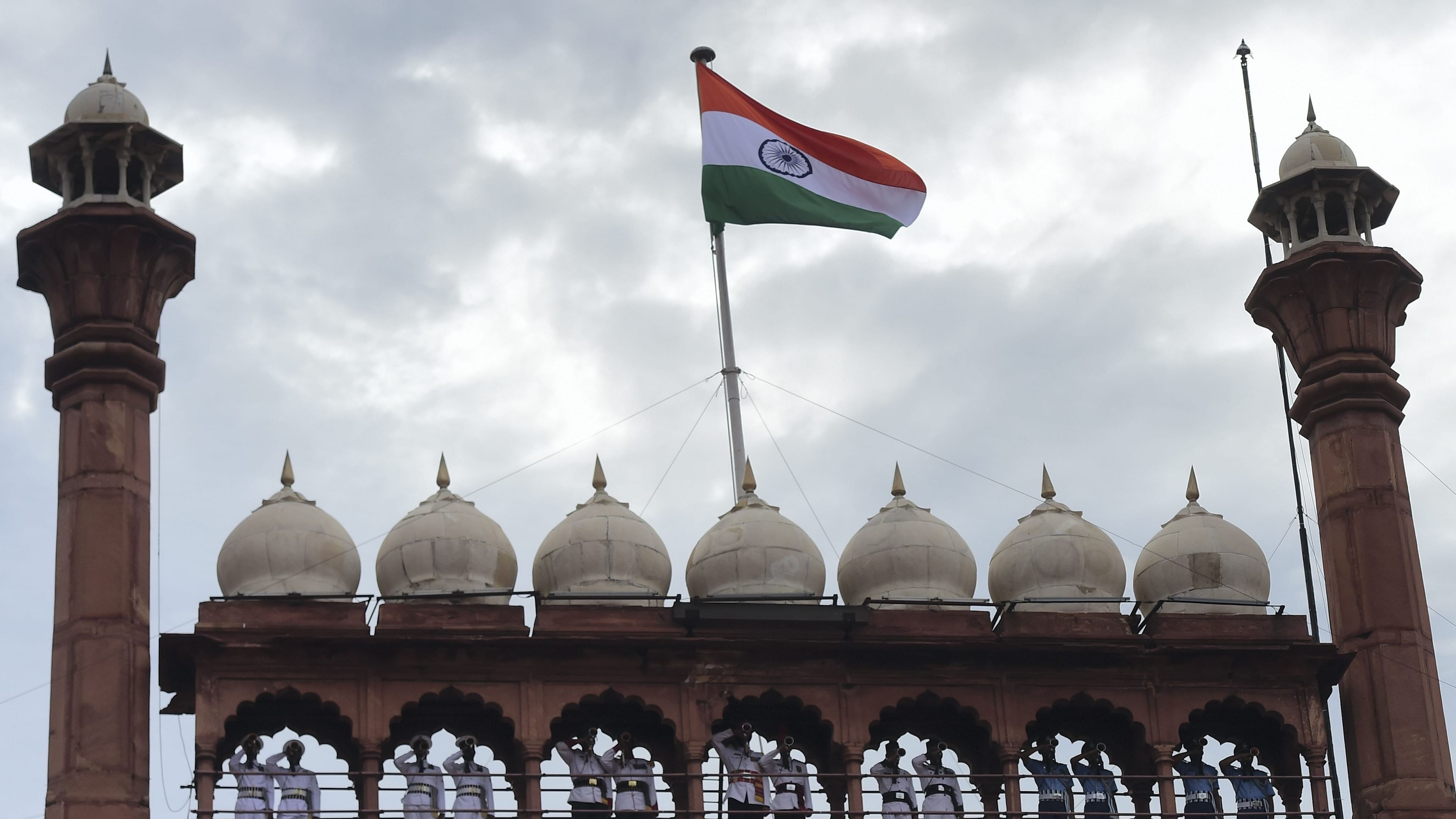 Special measures have been taken at the Red Fort on the occasion of the country's 76th Independence Day to ensure attendees follow Covid-19 protocols. Credit: PTI Photo