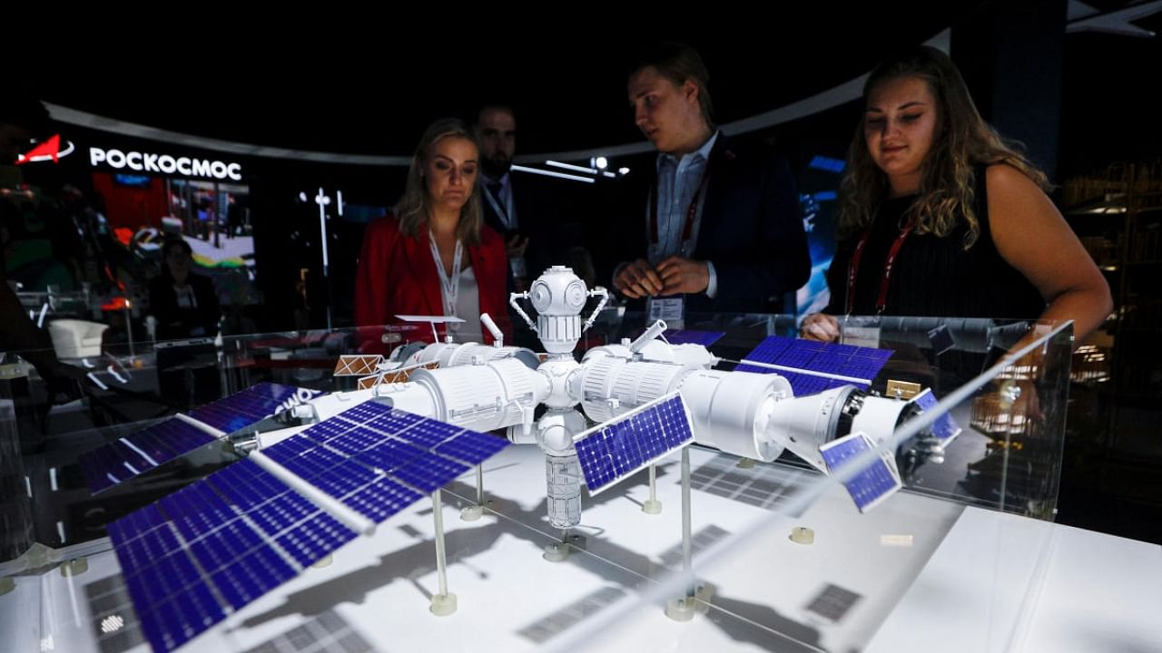 A view shows a model of a new Russian orbital space station at the international military-technical forum Army-2022 at Patriot Congress and Exhibition Centre in the Moscow region. Credit: Reuters Photo