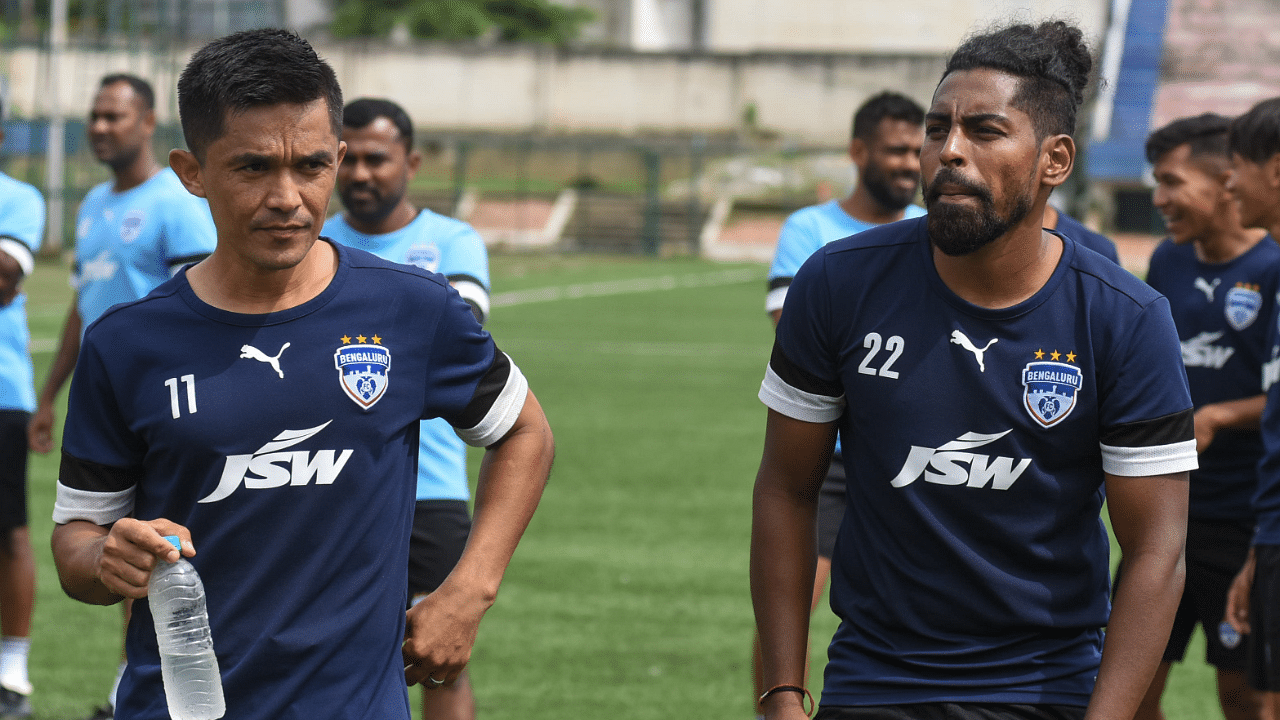 Bengaluru FC captain Sunil Chhetri and Roy Krishna. Credit: DH Photo