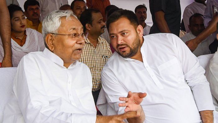 Bihar Chief Minister Nitish Kumar, Deputy CM Tejashwi Prasad Yadav. Credit: PTI Photo