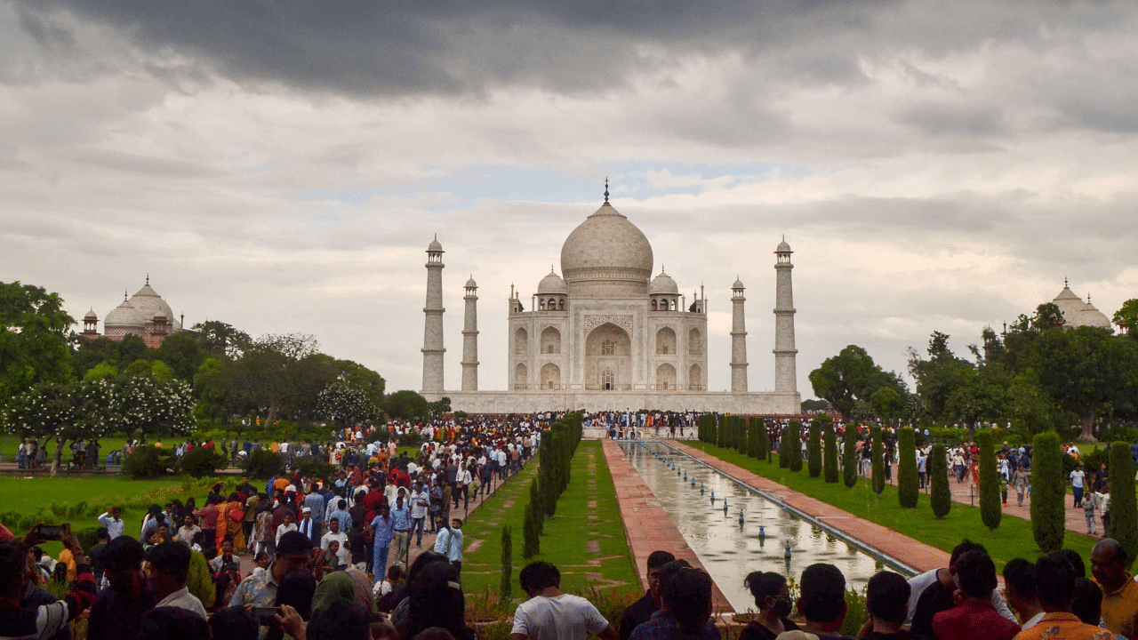 Tourists at Taj Mahal. Credit: PTI Photo
