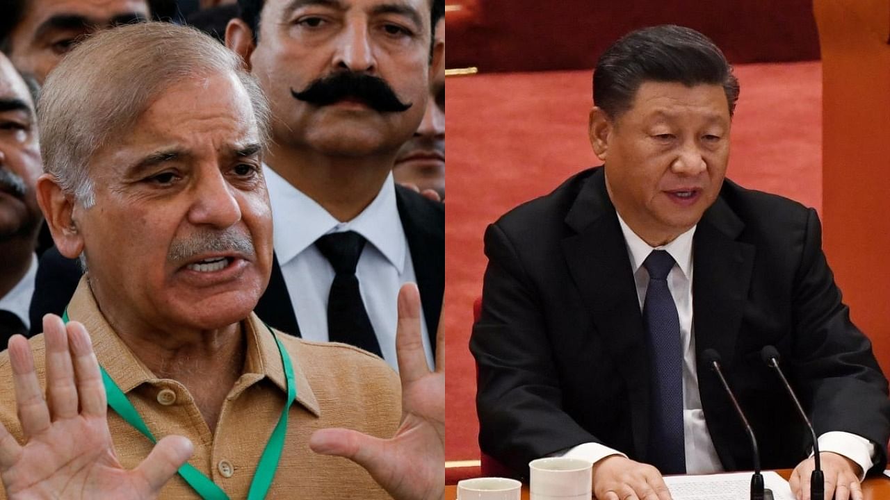 Pakistan Prime Minister Shehbaz Sharif (left) and Chinese President Xi Jinping. Credit: Reuters photos