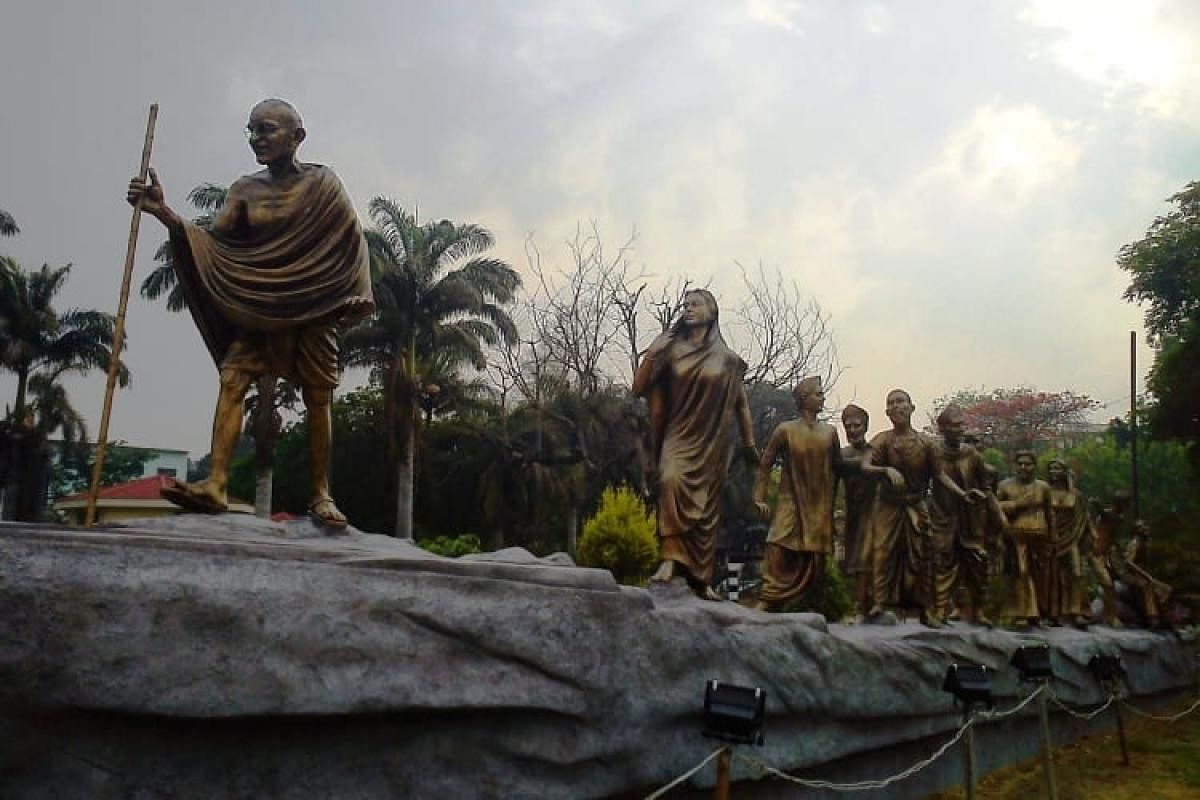 An installation at the Freedom Fighters Park in Mysuru, which was the main venue for Mysore Chalo and other movements.