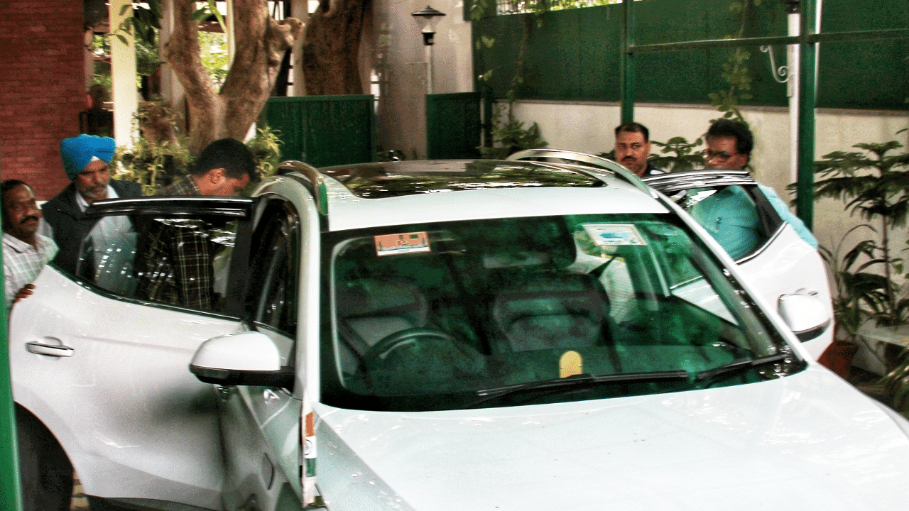 CBI officials search a car of Delhi Deputy CM Manish Sisodia during a raid regarding the Excise Policy Case, in New Delhi. Credit: IANS Photo