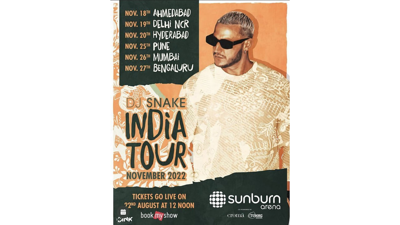 DJ Snake India tour poster. Credit: Twitter/@djsnake
