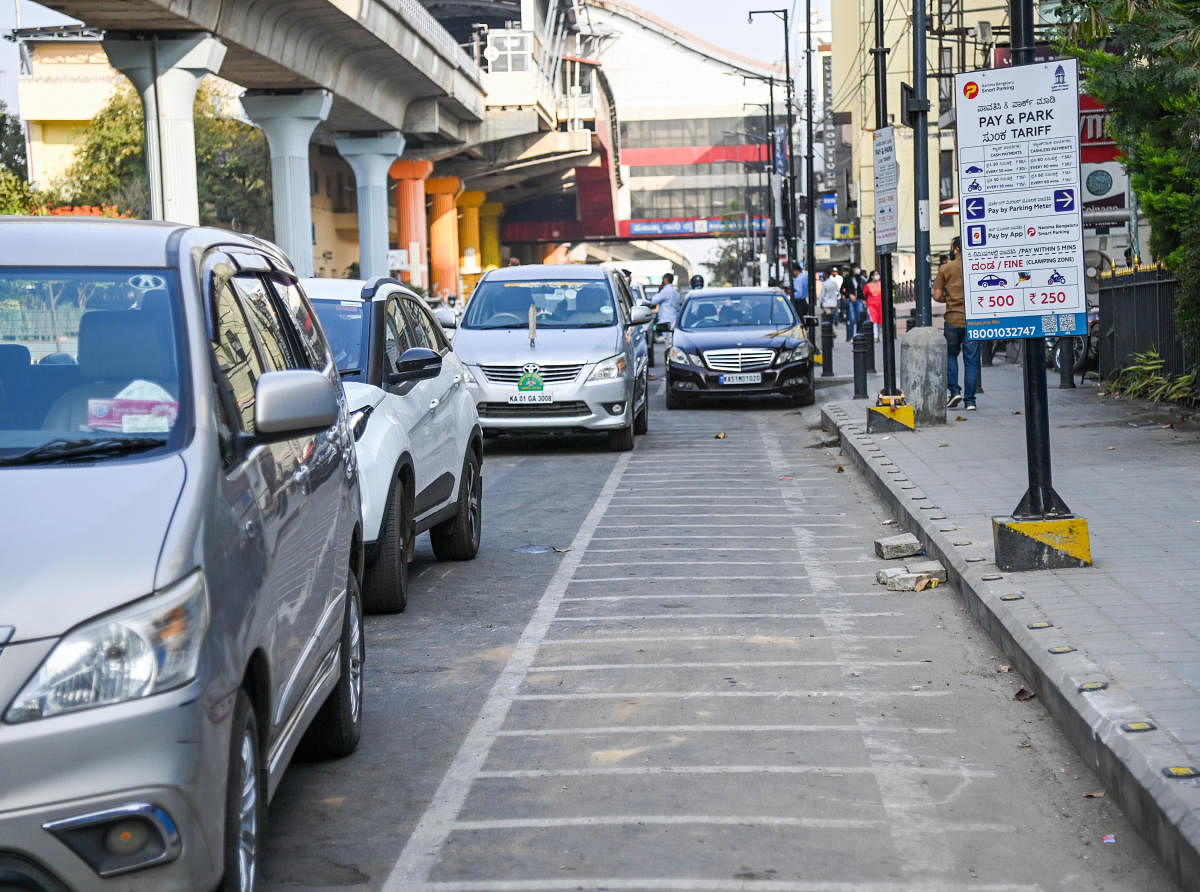 The paid-parking system will be introduced only on roads that fall in the commercial areas. Credit: DH Photo