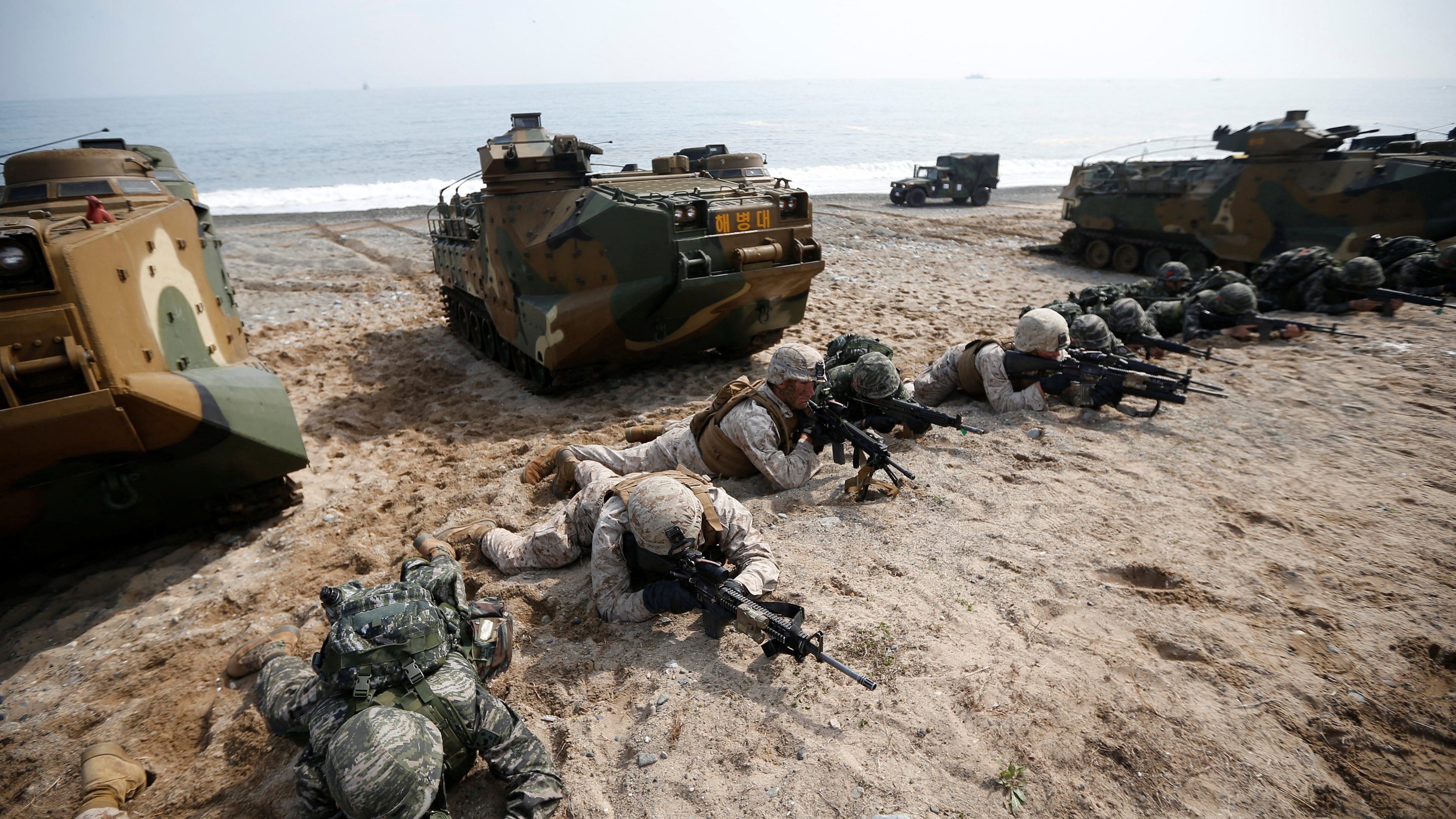 U.S. and South Korean marines participate in a U.S.-South Korea joint landing operation drill in Pohang March 31, 2014. Representative image. Credit: Reuters Photo