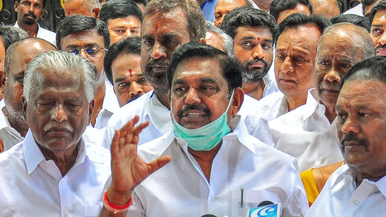 AIADMK leader Edappadi K Palaniswami speaks during a press conference, in Chennai, Thursday, Aug. 18, 2022. credit: PTI Photo