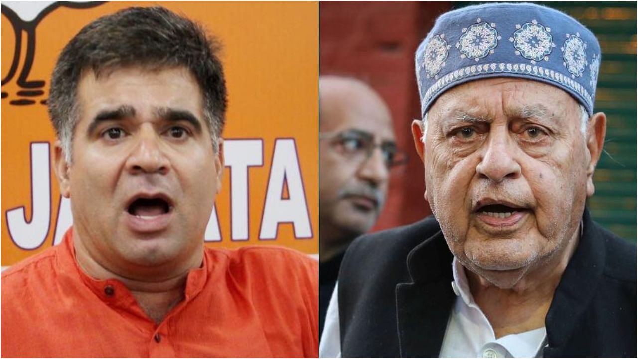 J&K BJP president Ravinder Raina and National Conference president Farooq Abdullah. Credit: Agency Photos