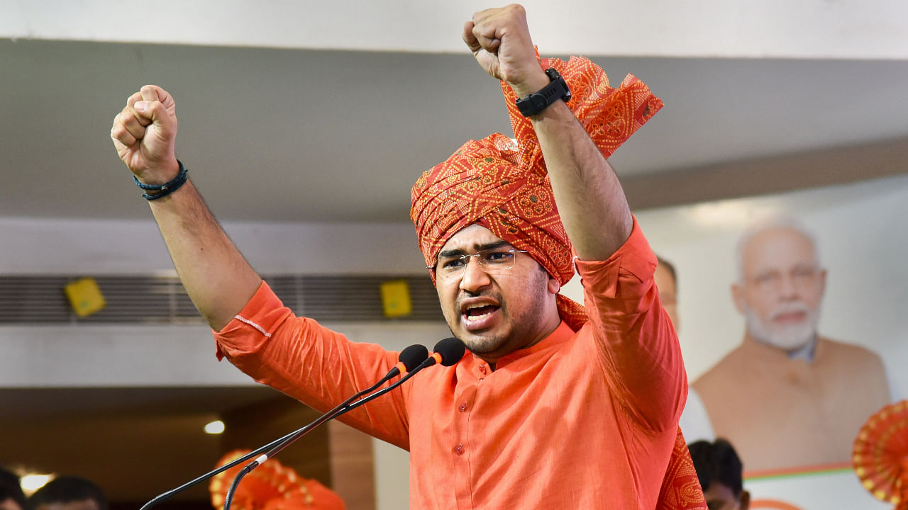 National president of Bharatiya Janata Yuva Morcha Tejasvi Surya. Credit: PTI File Photo