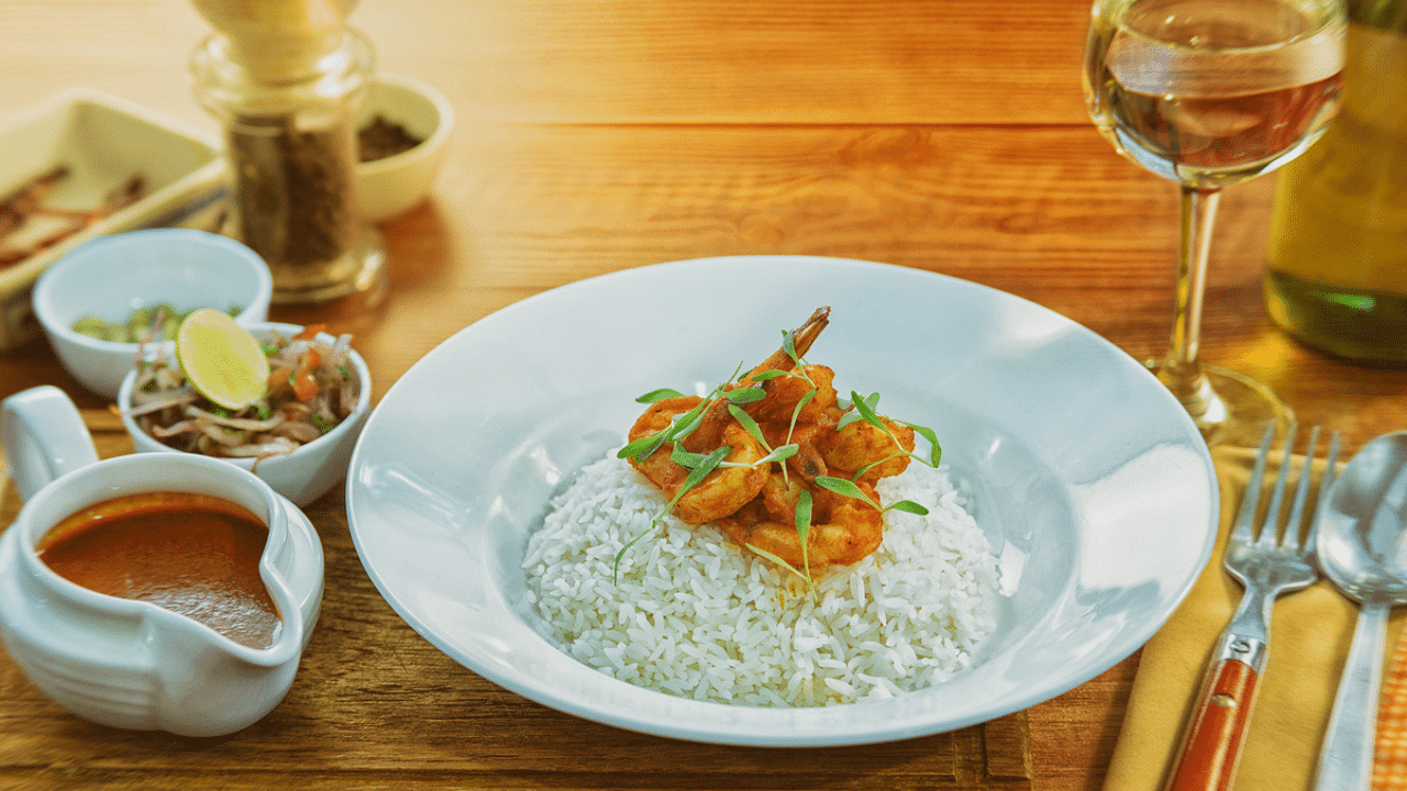 A rose or white wine goes well with an Indian prawn curry. Credit: iStock Images