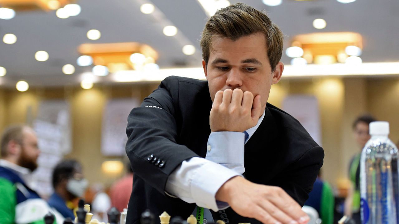 Norway's Magnus Carlsen competes during his Round 10 game against the Moldova's team at the 44th Chess Olympiad 2022, in Mahabalipuram on August 8, 2022. Credit: AFP File Photo