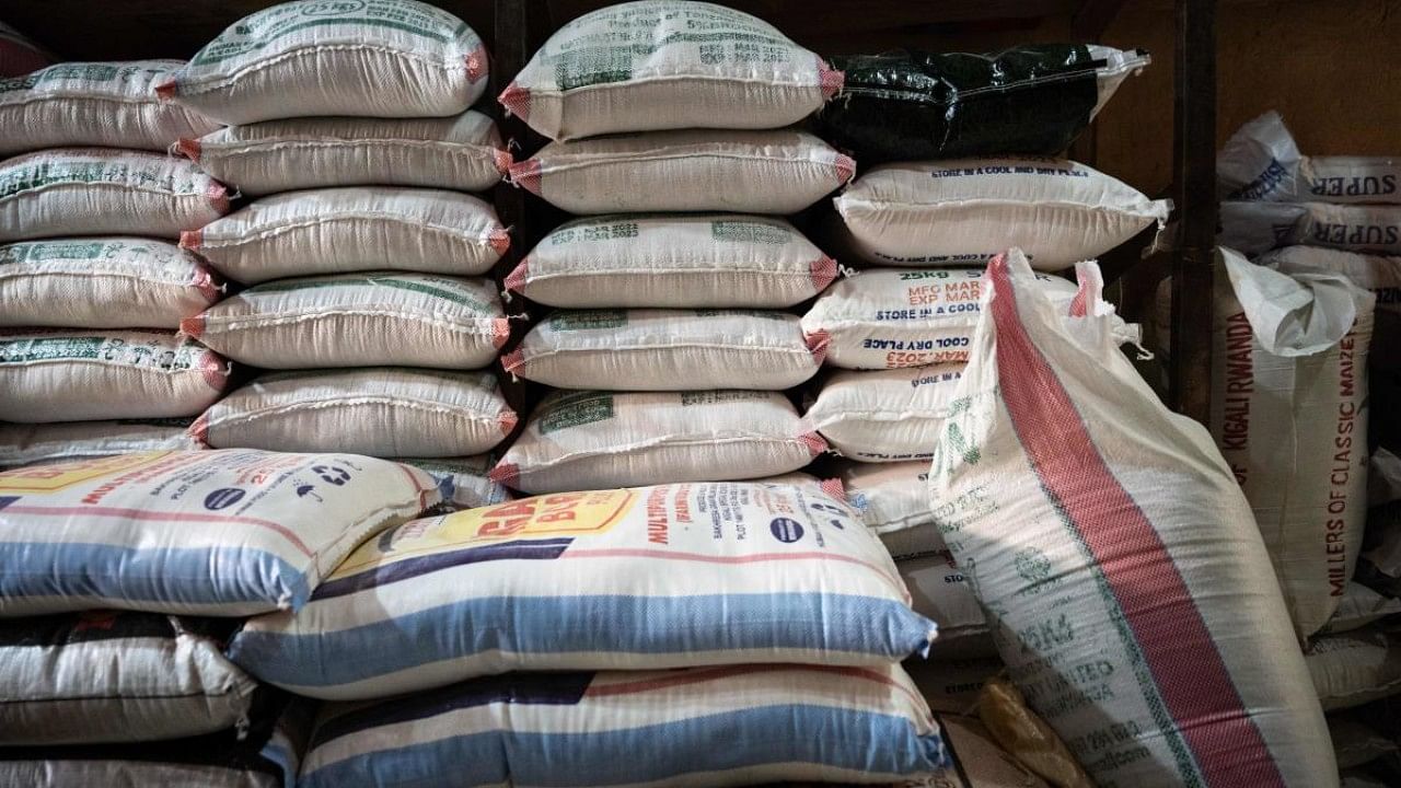 Wheat flour bags. Credit: AFP File Photo
