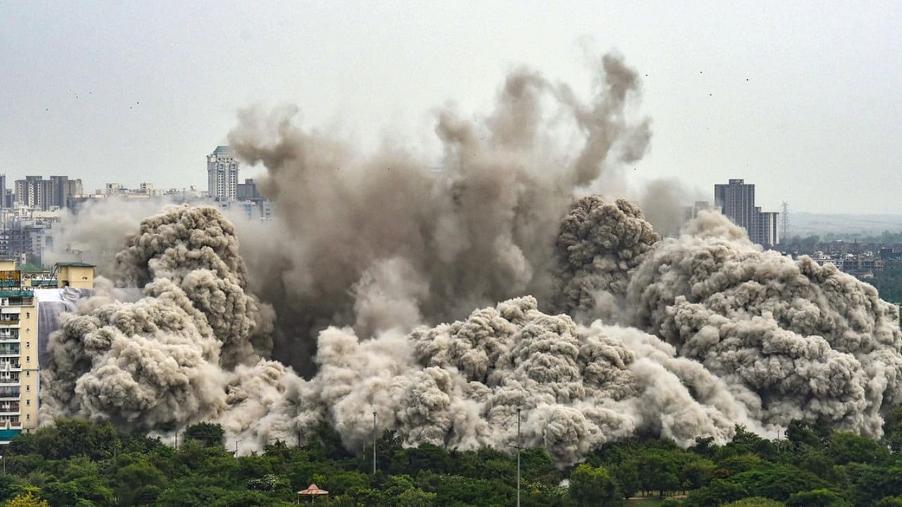 Supertech twin towers demolished. Credit: PTI Photo