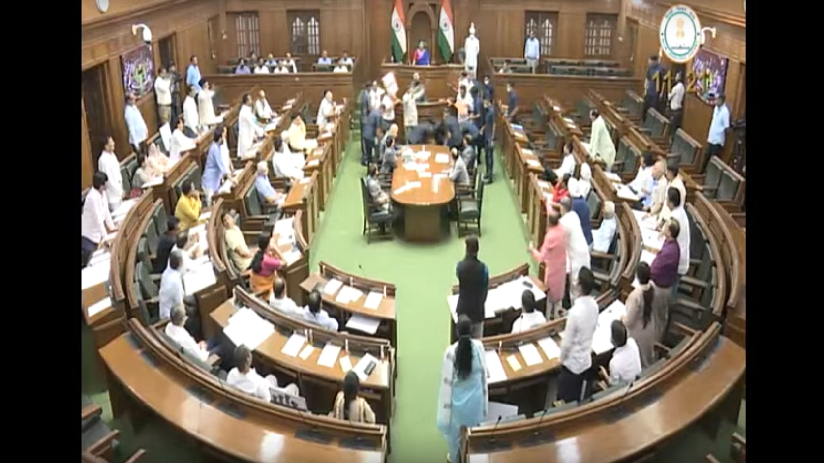 Screengrab from Delhi Assembly proceedings. Credit: YouTube/ @DelhiAssemblyTelevision