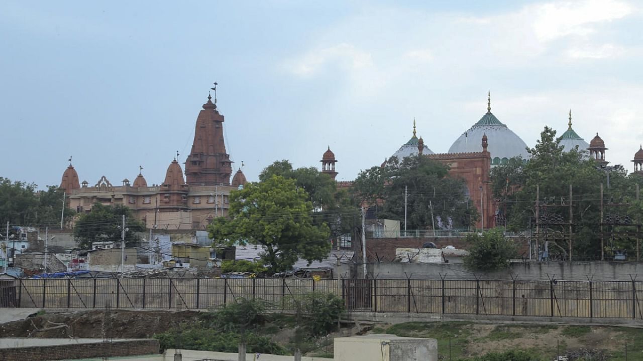 Shri Krishna Janmabhoomi temple and the Shahi Idgah, in Mathura. Credit: PTI file photo