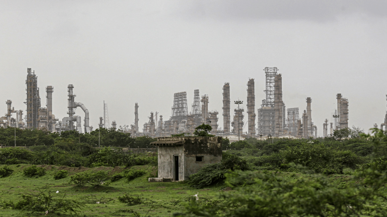 <div class="paragraphs"><p>The world’s biggest oil refining complex is owned by Reliance Industries in Jamnagar, India. </p></div>