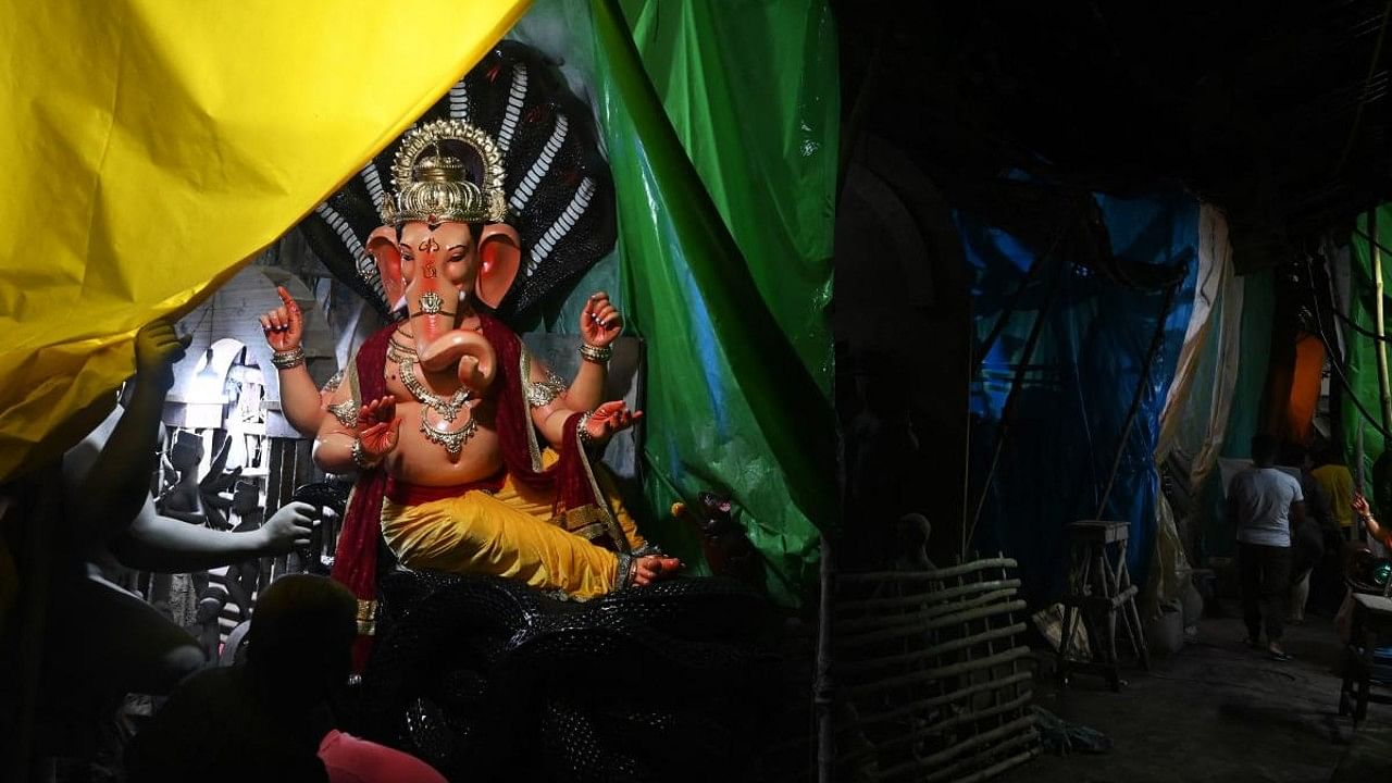 Ganesha idol being sold in 'Ganesh Chaturthi' festival at the artisan's village of Kumartoli in Kolkata. Credit: AFP Photo