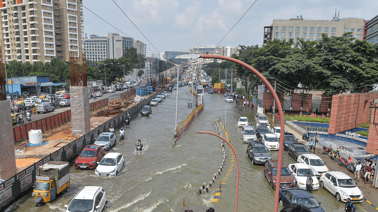 Flooding after rain in Bengaluru. Credit: PTI Photo